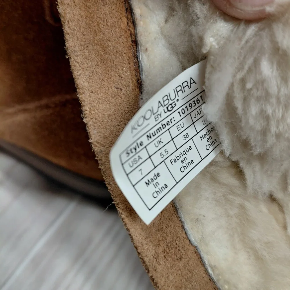 Koolaburra by UGG Women's 7 Shazi Suede Zip & Lace Up Ankle Boots Chestnut Tan